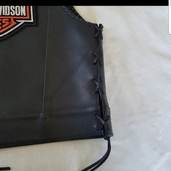 Harley-Davidson Custom Made Leather Side Laced Vest - Picture 5 of 13